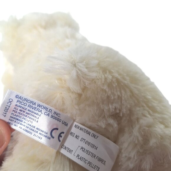 Aurora Mini Flopsie White Polar Bear Laying Down Stuffed Animal Plush Toy 9” - Picture 8 of 9